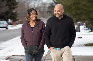 Man and woman walking.